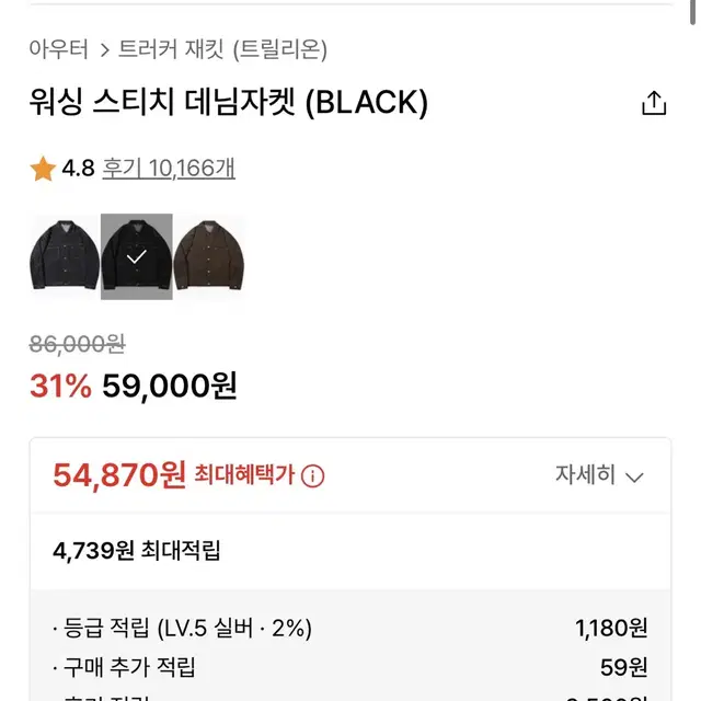 워싱 스티치 데님자켓 (BLACK) (무료배송)