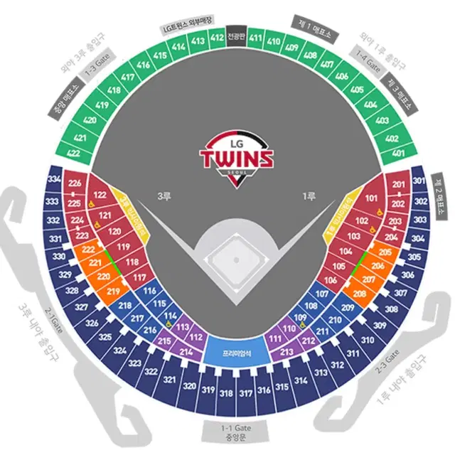 플레이오프 4차전 삼성 LG 1루 외야그린석 411블럭 2,4연석