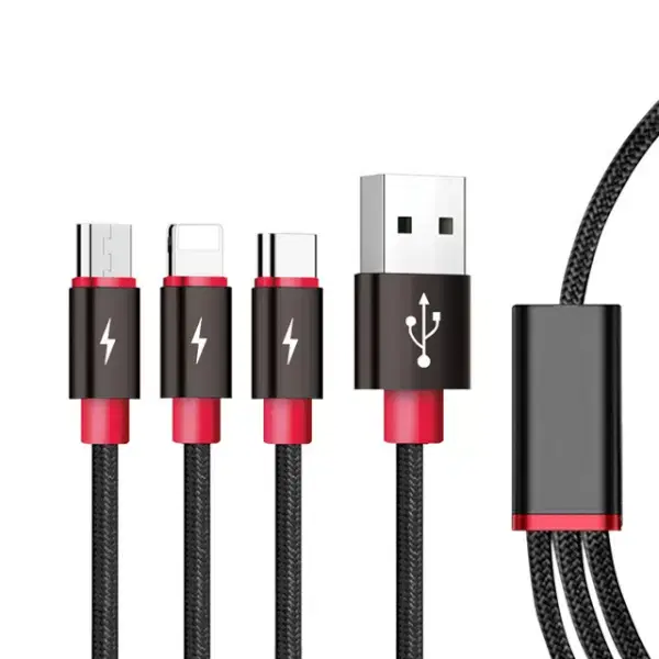 USB-A 2.0 to 3in1 고속 충전케이블 블랙/0.75m