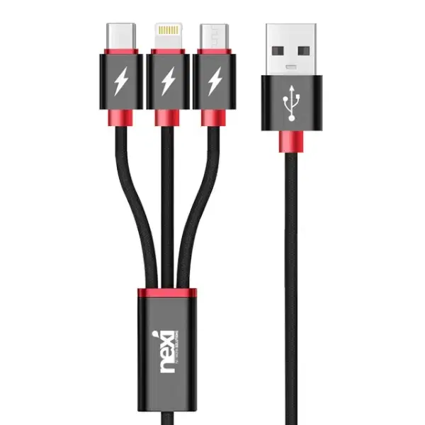 USB-A 2.0 to 3in1 고속 충전케이블 블랙/0.75m