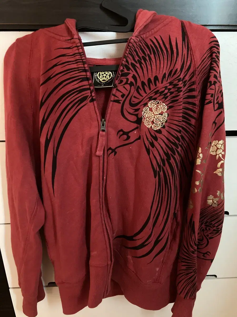 Vintage Chinese-inspired hooded zip-up