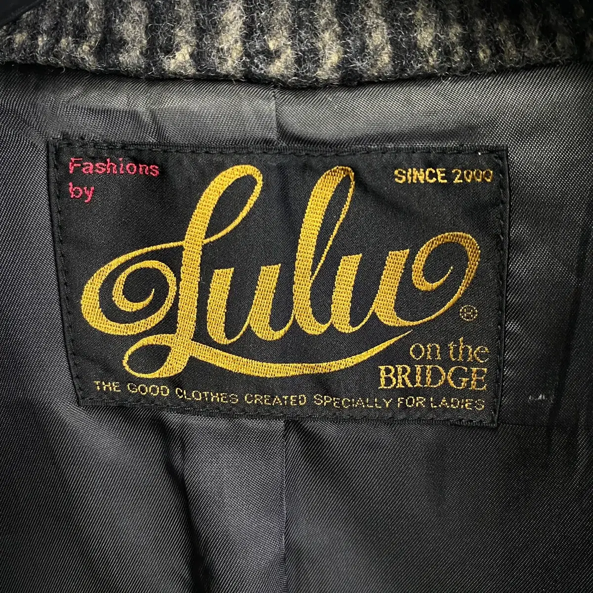 빈티지 Lulu on the bridge 크롭 슬리브 울 체크 자켓