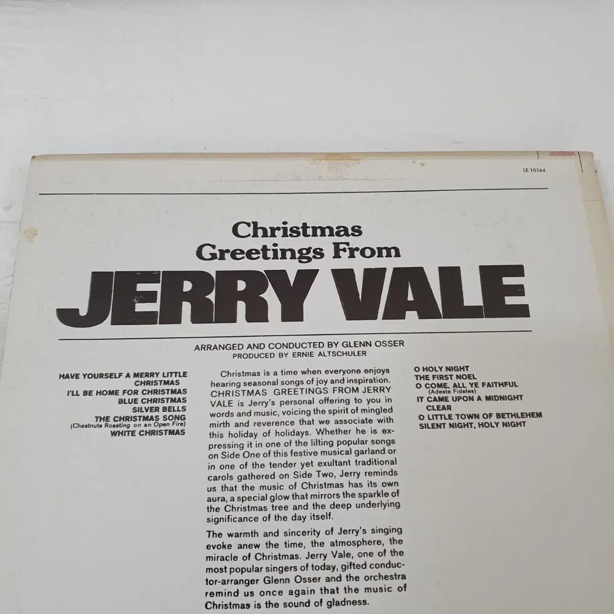 제리배일  JERRY VALE  크리스마스캐롤 LP  미국원반