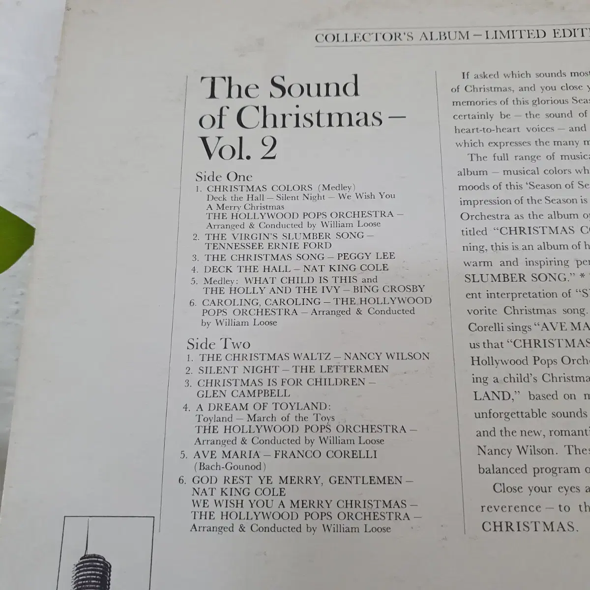 THE SOUND OF CHRISTMAS vol.2집 LP 미국한정판.