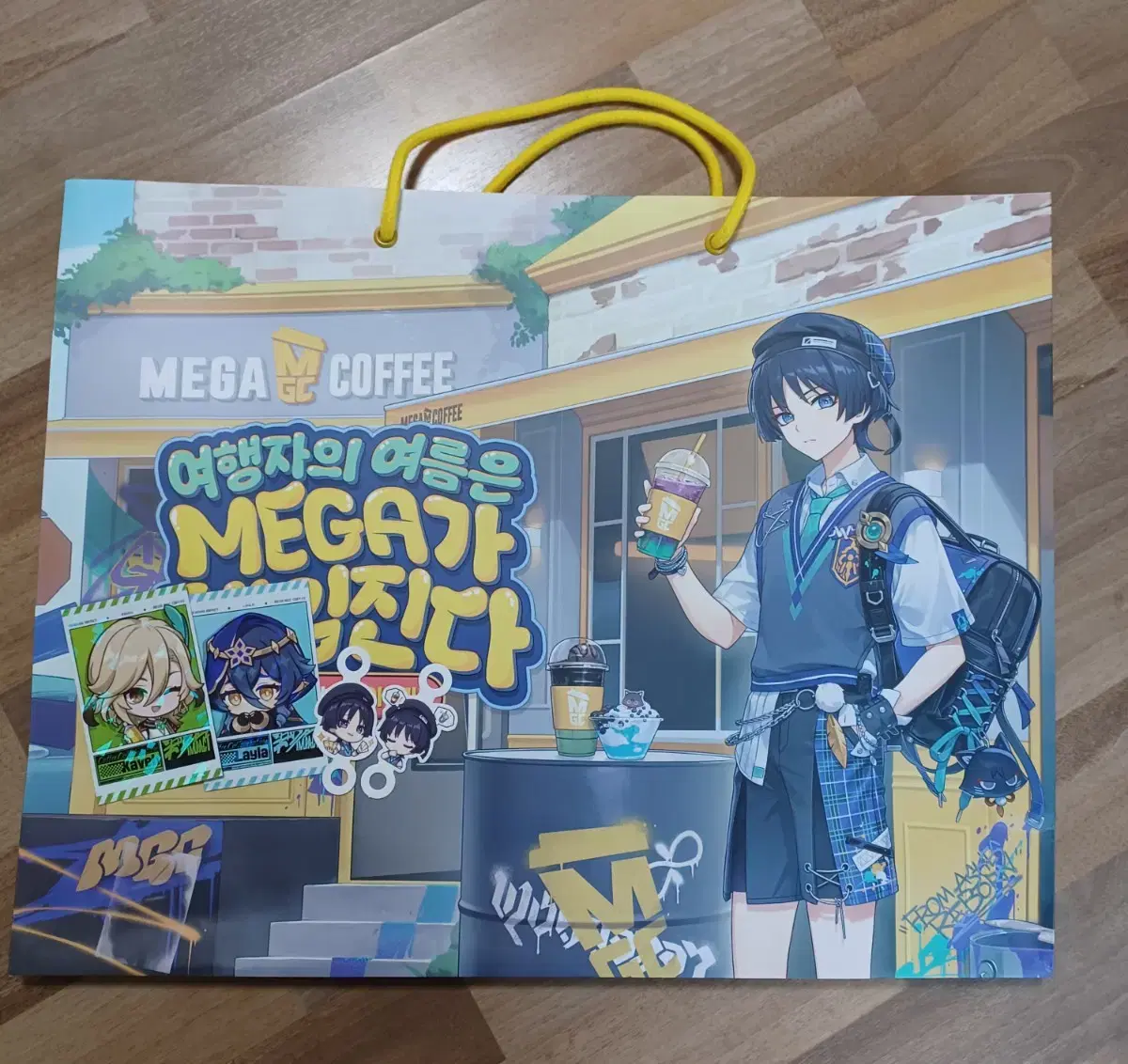 Recharge)Genshin Impact Mega Coffee Wanderer Shopping Bag Kabe Raila photocard Straw Pick