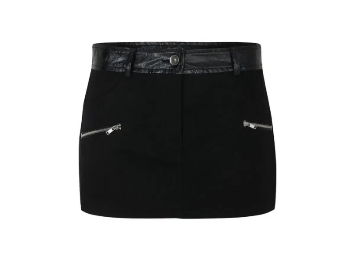 보헤미안서울 leather cotton mixed mini skirt