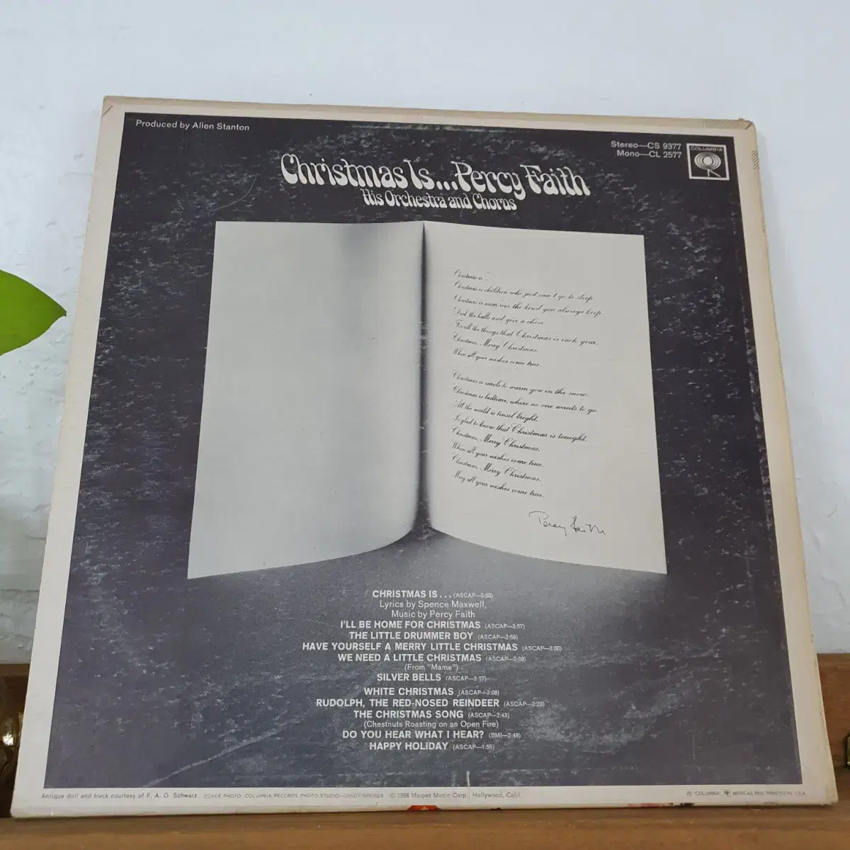 크리스마스 is ... Percy Faith  LP  미국원반