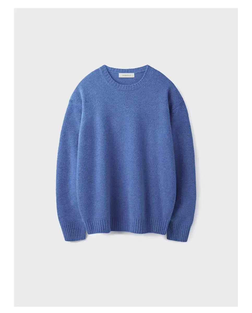 [M]Union Blue Wool Cash Round Knit Melange Blue