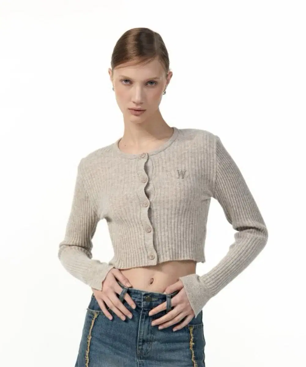 UALONG cignature Slim Basic Cropped Cardigan - Oatmeal S