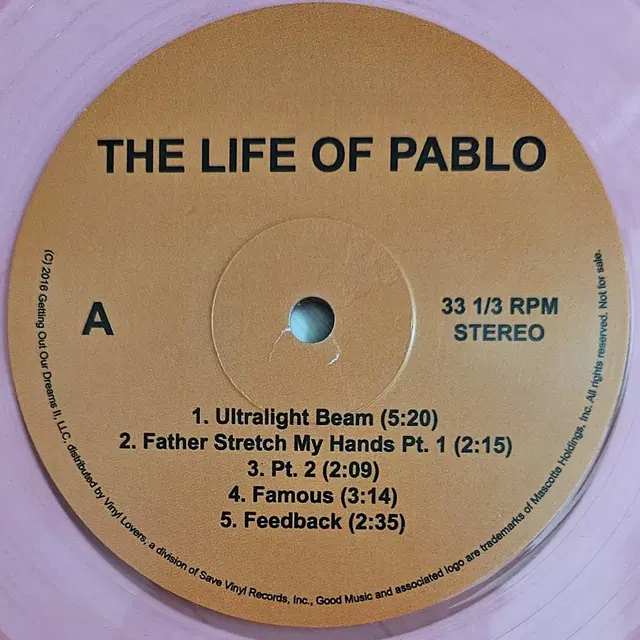 Kanye West - The Life of Pablo 2LP 컬러반