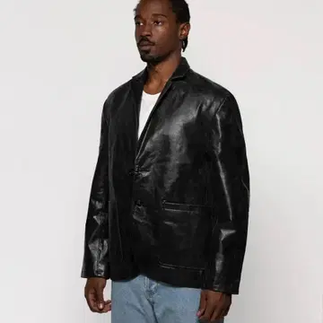 스투시)Stussy Leather Sport Coat blk Small | 브랜드 중고거래