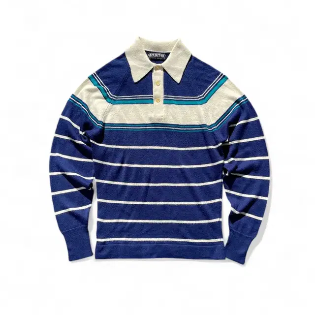 70s purtian sportswear stripe polo shirt