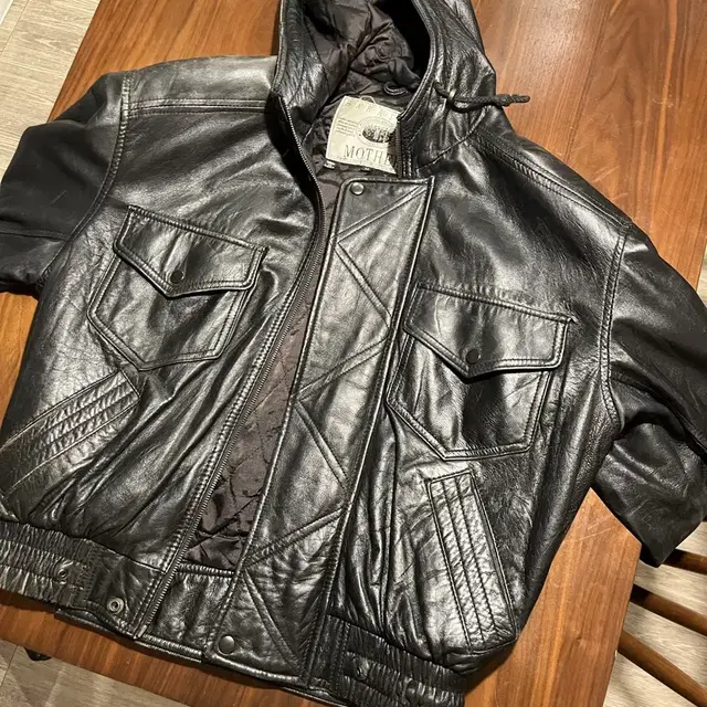 Hoodie leather bomber jacket 2656/Pafj