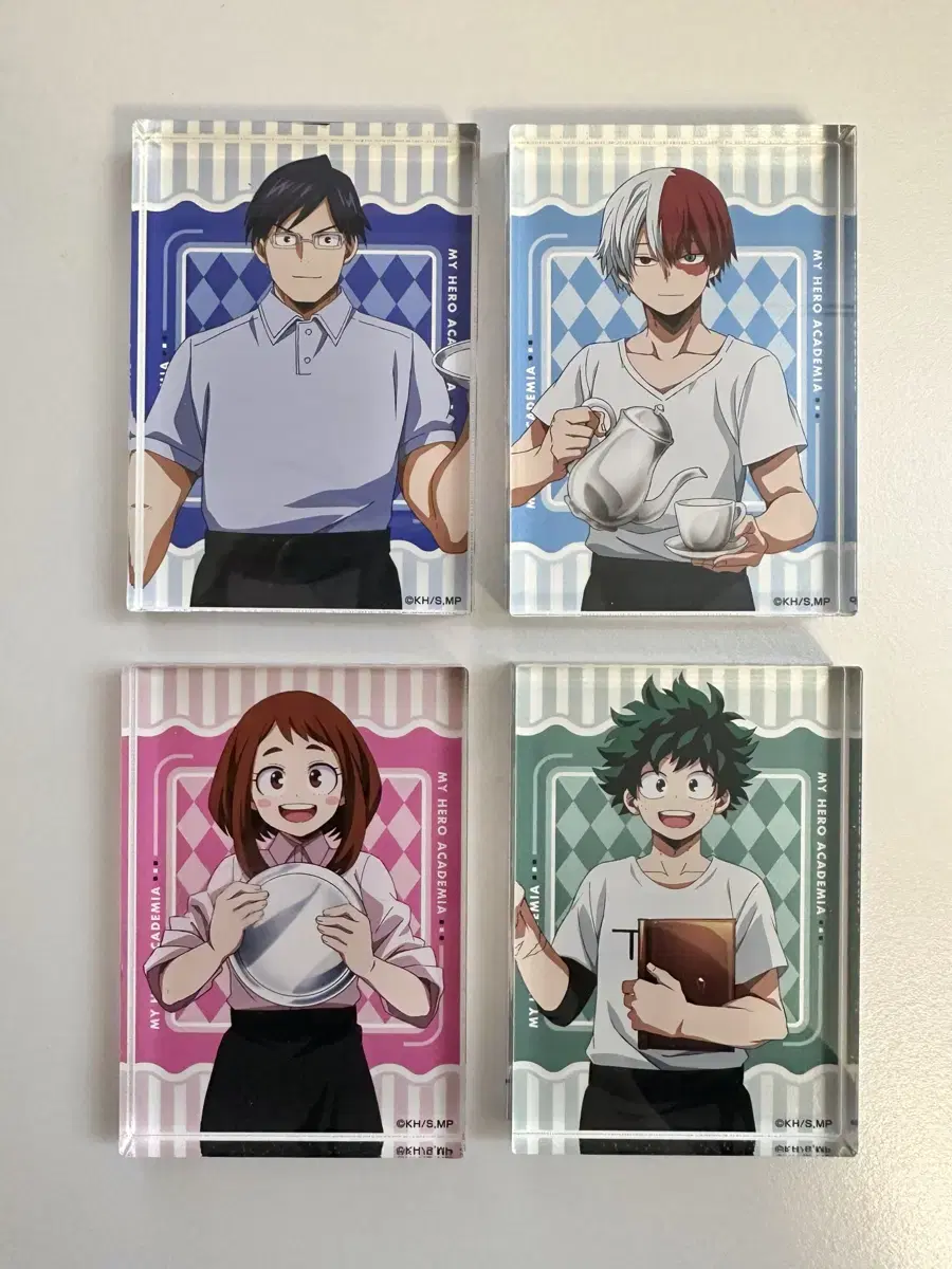 Hiroaka Cafe acrylic Block set (Midoriya Todoroki Uraraka Iida)