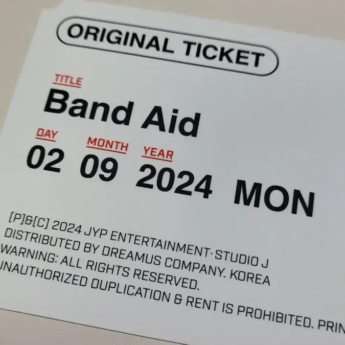 데이식스 Band Aid 윤도운 티켓