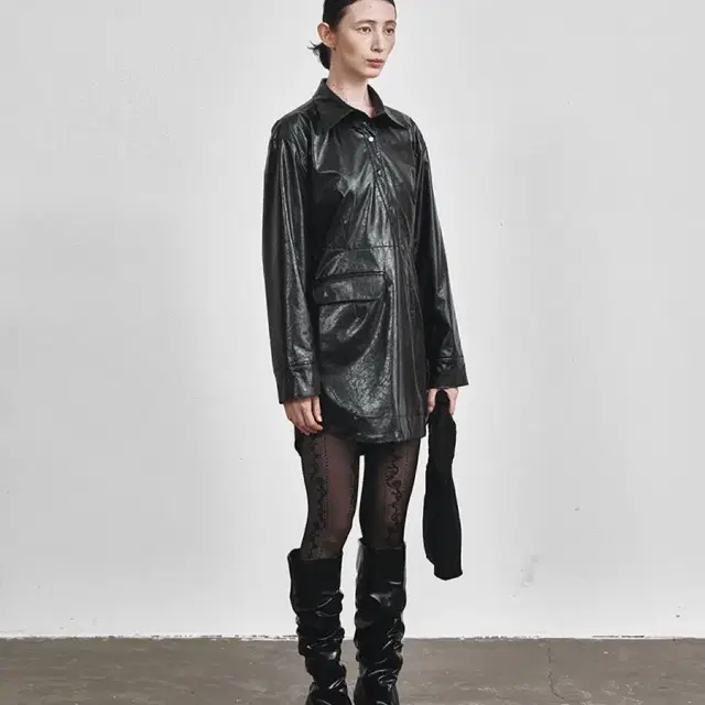 EcommaE ECO-LEATHER SHIRT DRESS