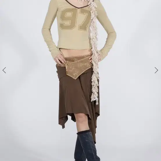 스컬프터 Beaded Jersey Skirt Brown