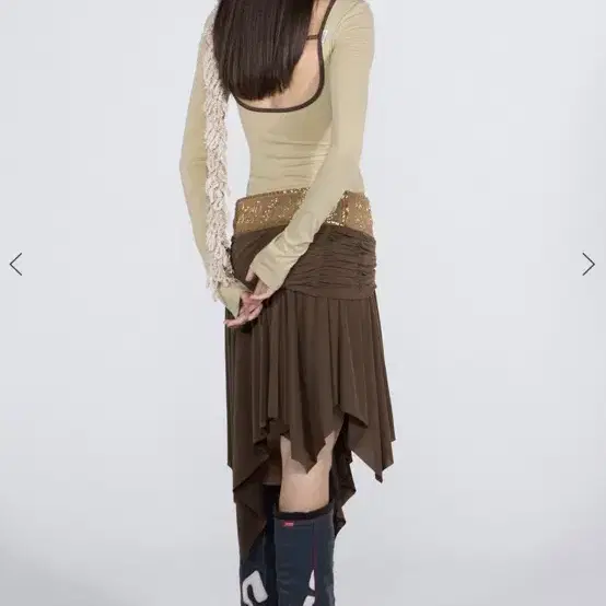 스컬프터 Beaded Jersey Skirt Brown