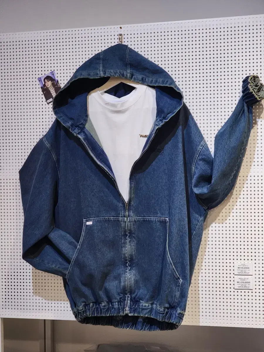 [Unsealed] Jimin Exhibition Denim Zip-up Hoodie(M) Admission Photocard Included