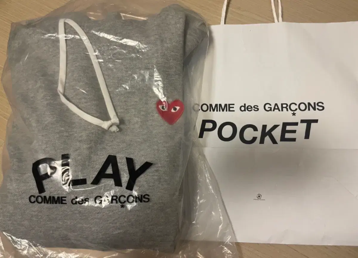 Comme des Garçons Store Original Hoodie Red and Pen Gray