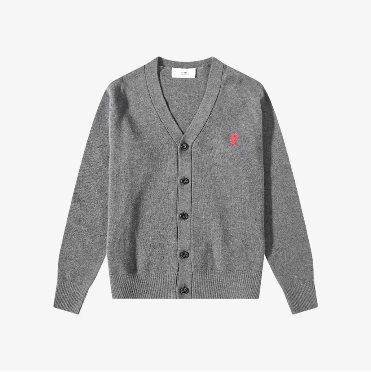 Ami Small Heart Logo Wool Cardigan Grisin [XXL]