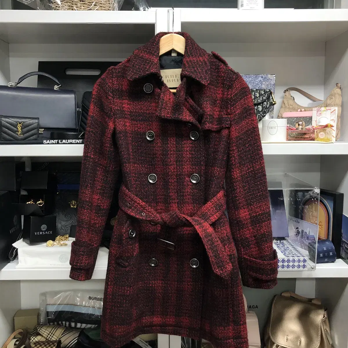 [ BURBERRY ] Burberry Check Pattern Wool Coat