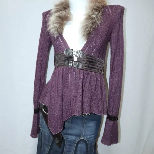 Fairy fur unbal cardigan