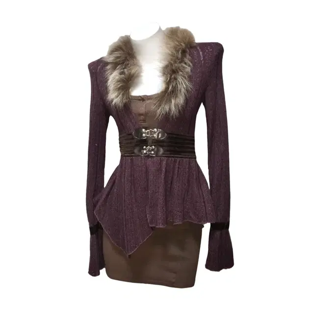 Fairy fur unbal cardigan