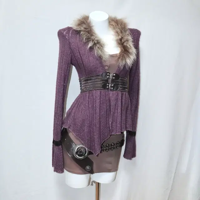 Fairy fur unbal cardigan