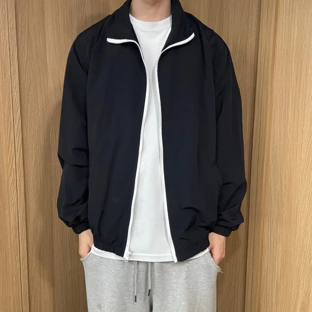 Manwanshop Vintage Overfit Nylon Windbreaker Jacket L