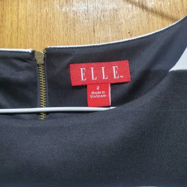 ELLE 엘르 원피스 단가라 반팔 면