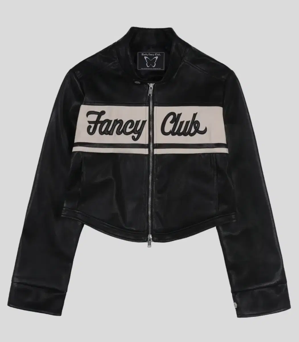 New Product Fancy Club Bike Crop Leather Jacket Black