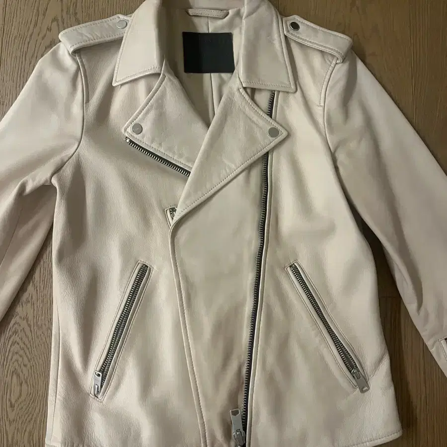 올세인츠 elva leather jacket pink uk10