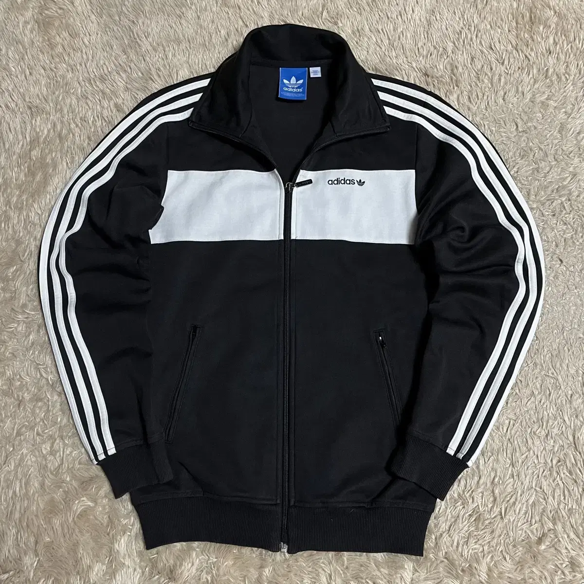 95 adidas Black and White Beckenbauer Tracktop Jersey