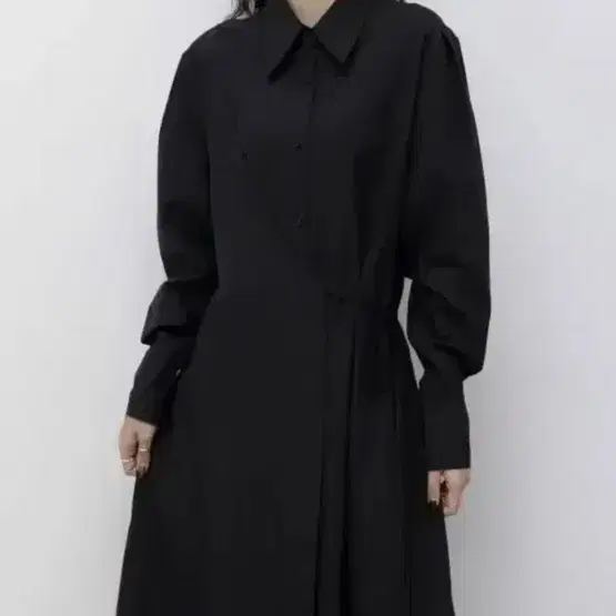 트리밍버드 셔츠 원피스 (Wrap shirt one-piece)black