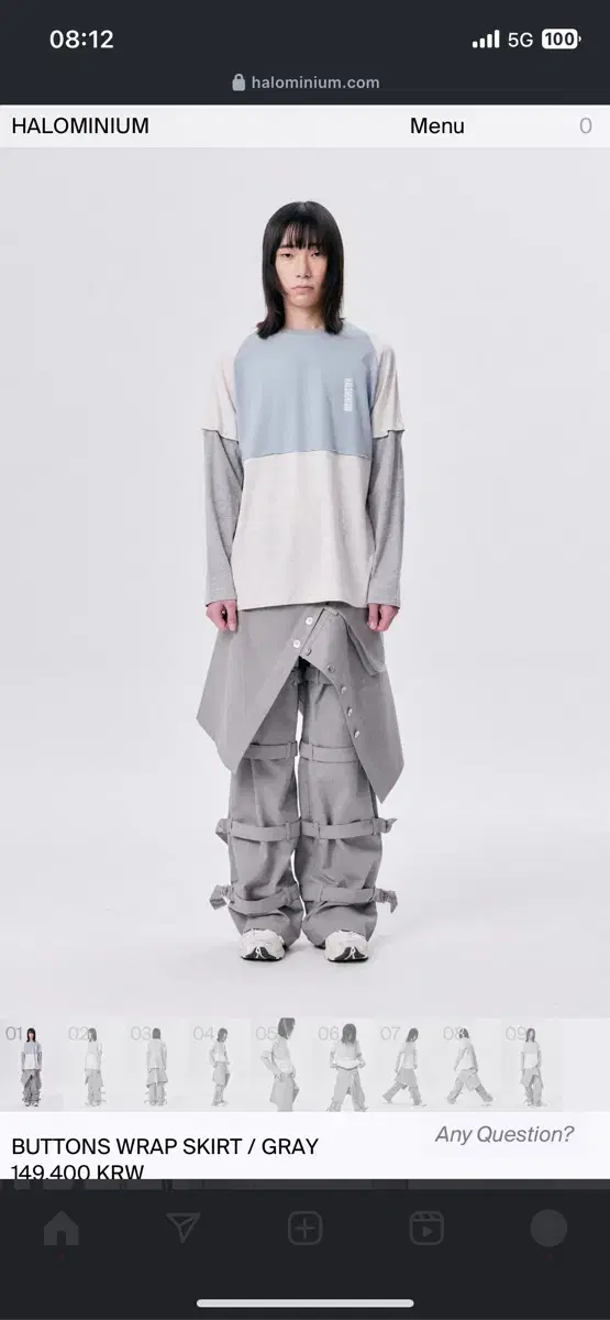 할로미늄 스커트 buttons wrap skirt gray