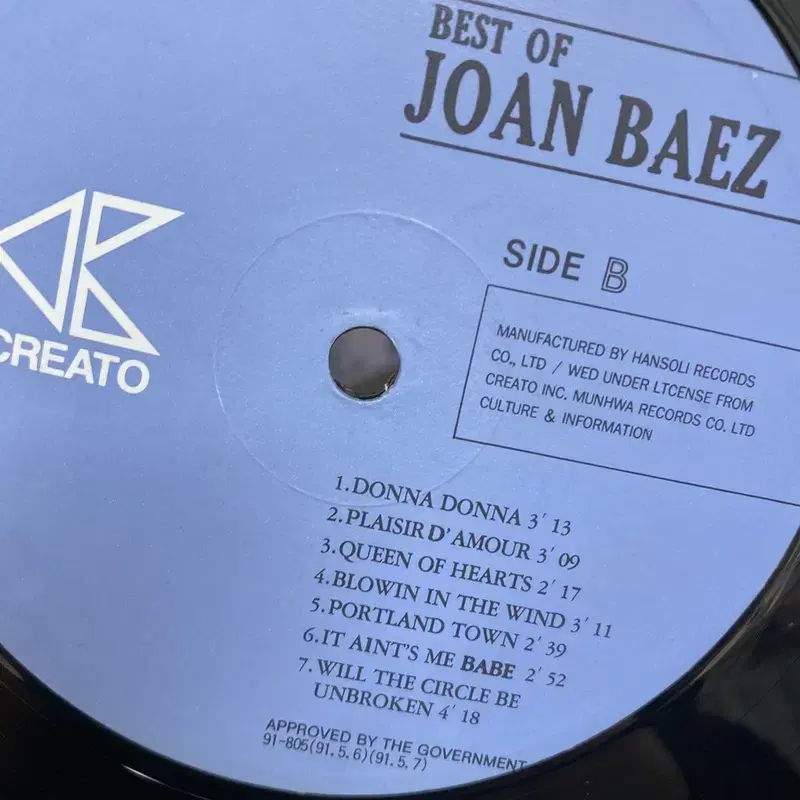 JOAN BAEZ BEST LP / AA4145