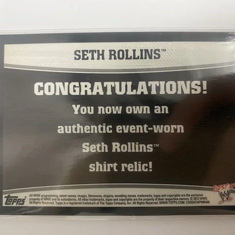 WWE 레슬링 세스롤린스 seth rollins 져지 카드