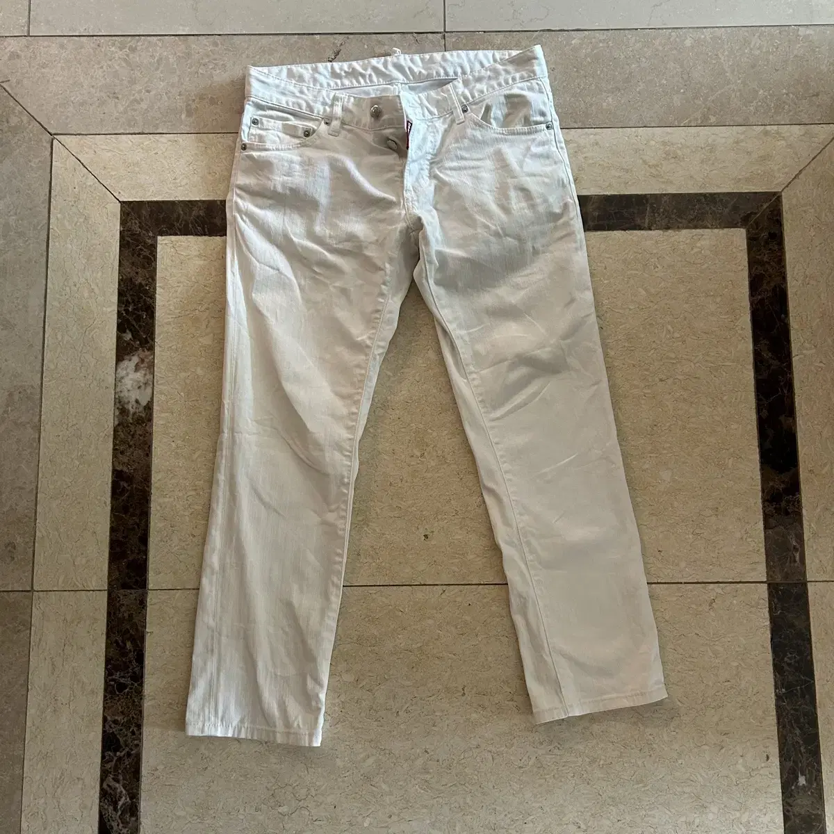 Distressed Red Tab White Denim (size 46)