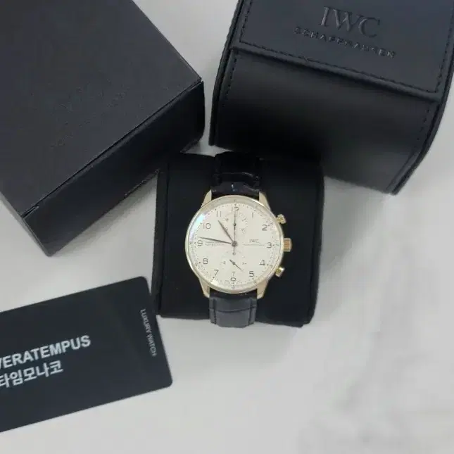 iwc 아이더블유씨 포르투기저 크로노그래프 로즈골드 악어가죽 남자 시계