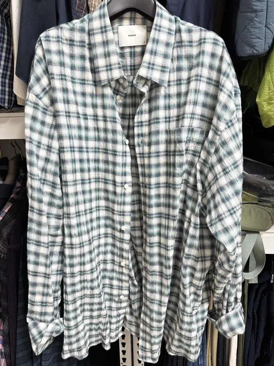 perenn 퍼렌 relaxed shirts_check green 3