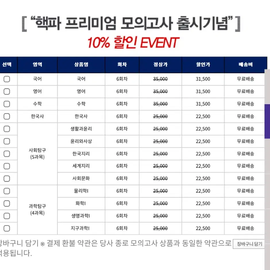 종로학원 핵파 프리미엄 모의고사