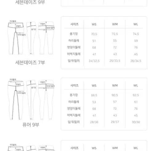 STL 중독 레깅스 야노시호 1+1 세븐데이즈&퓨어 s 4장(새) 공홈품