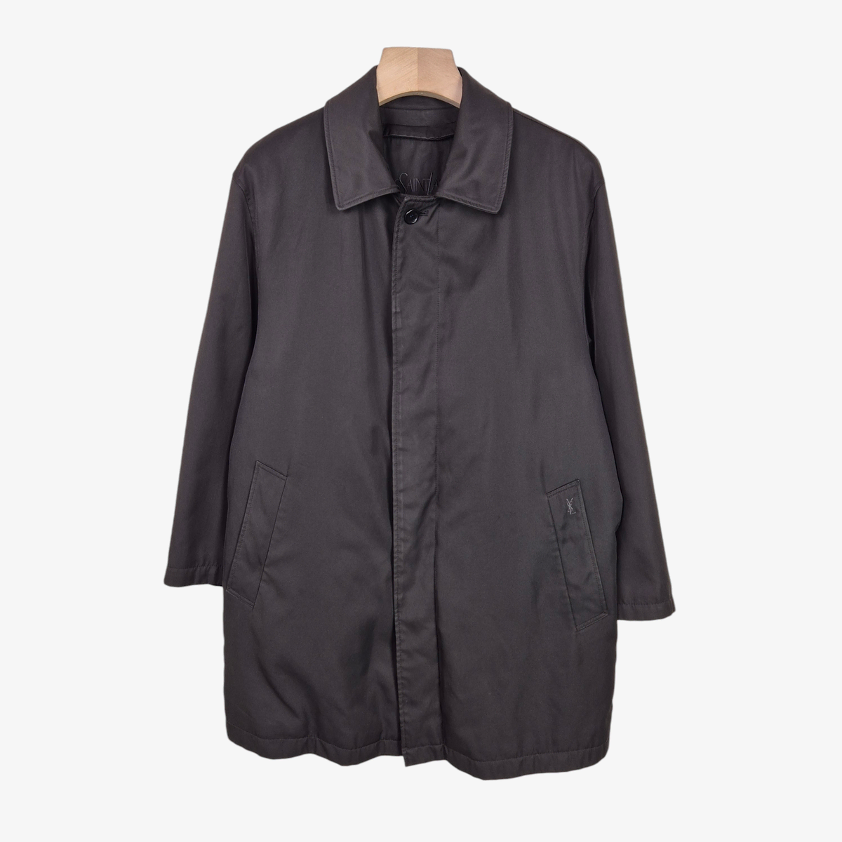 [100] YSL Yves Saint Laurent black trench coat