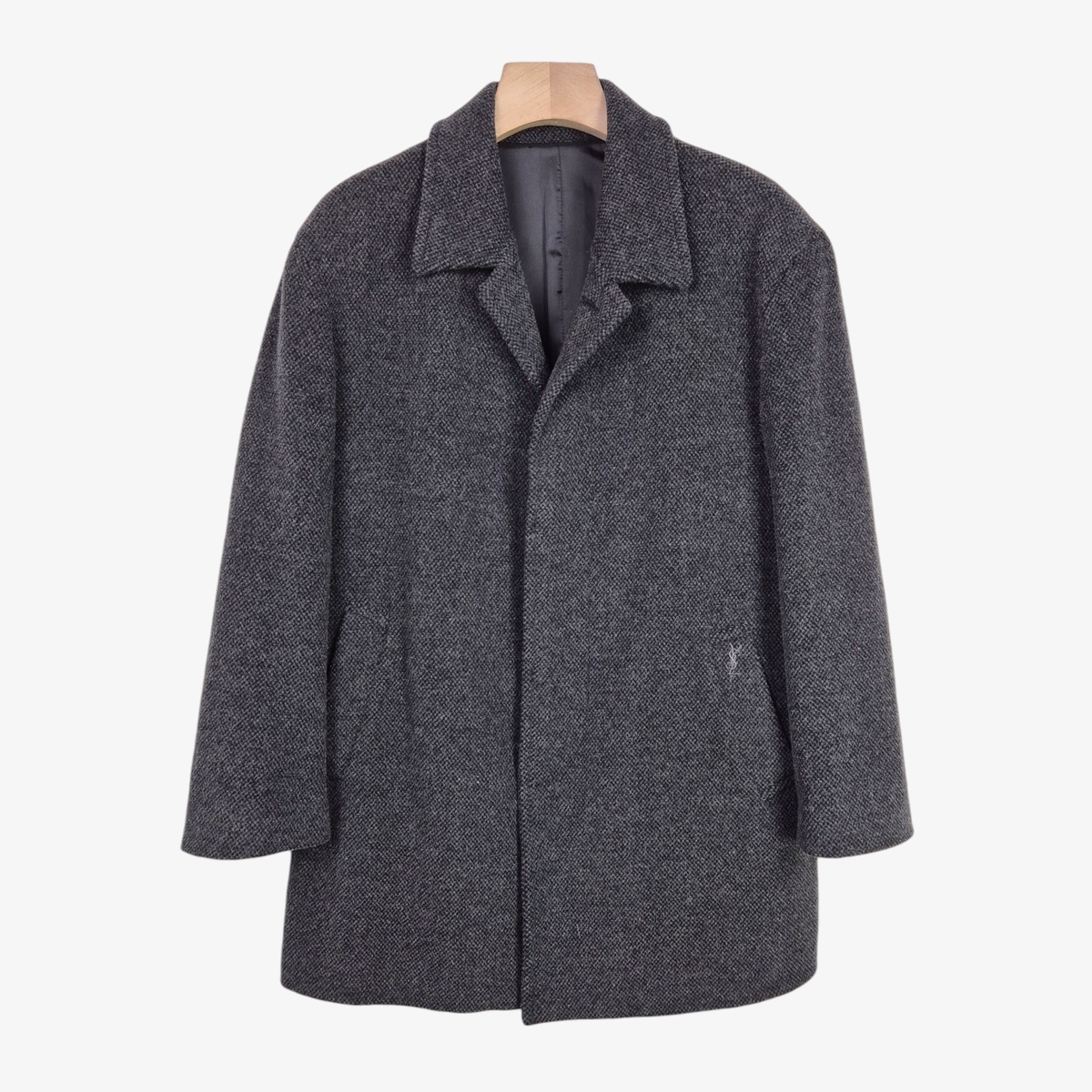 [105] YSL Yves Saint Laurent Dark Gray Wool Coat