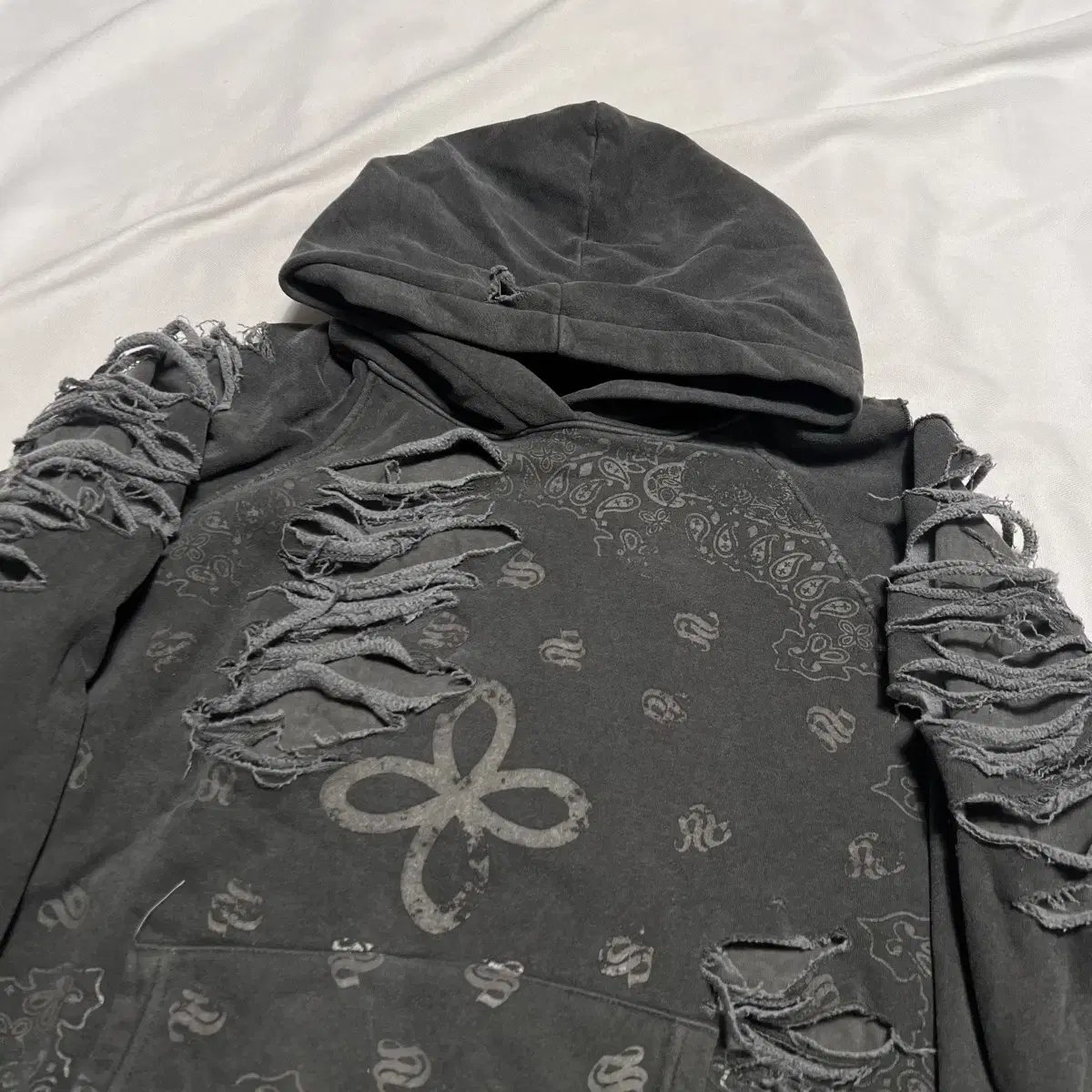 L Thirsty Paisley Destroyed Hoodie