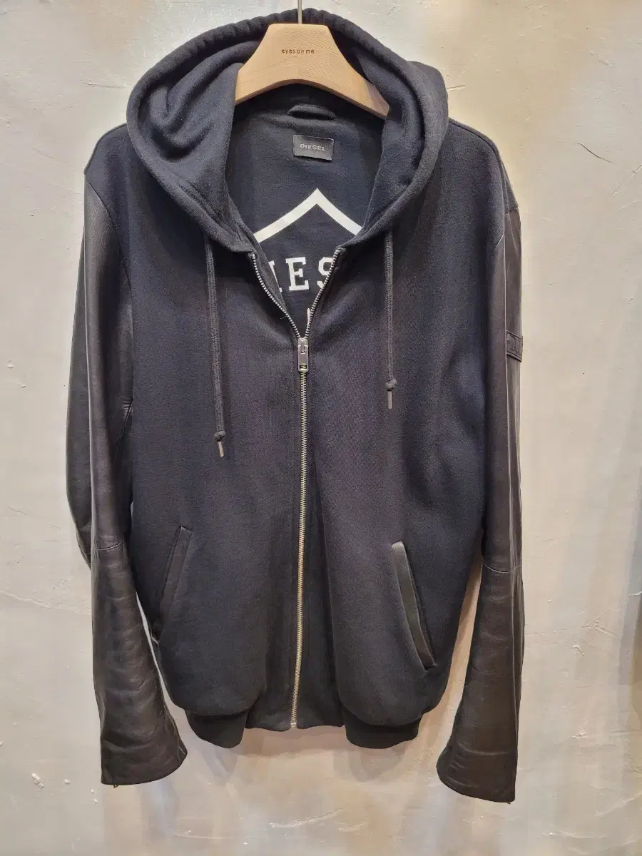 Diesel Leather Slab Hooded Zipper Jacket (M)