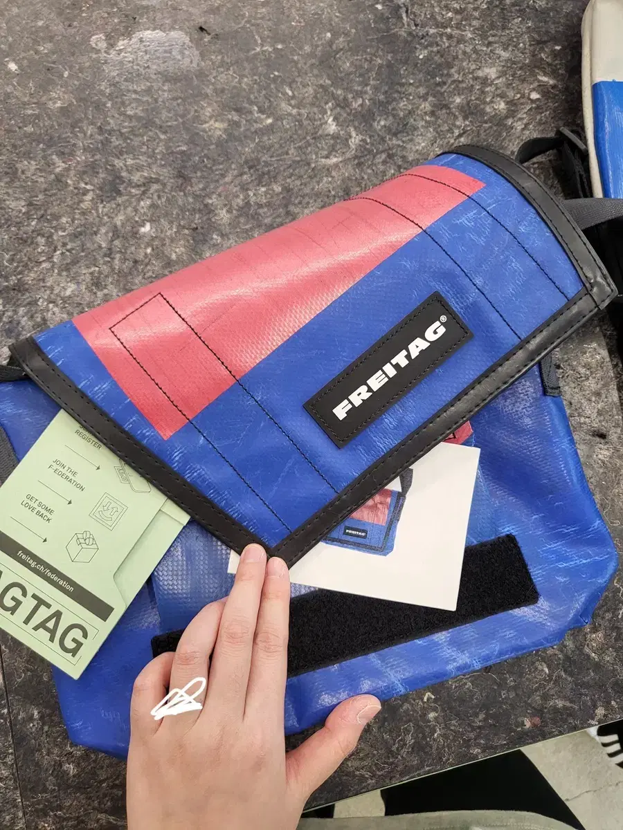 Freitag Lassie Pink and Bloo Crossbody Bag