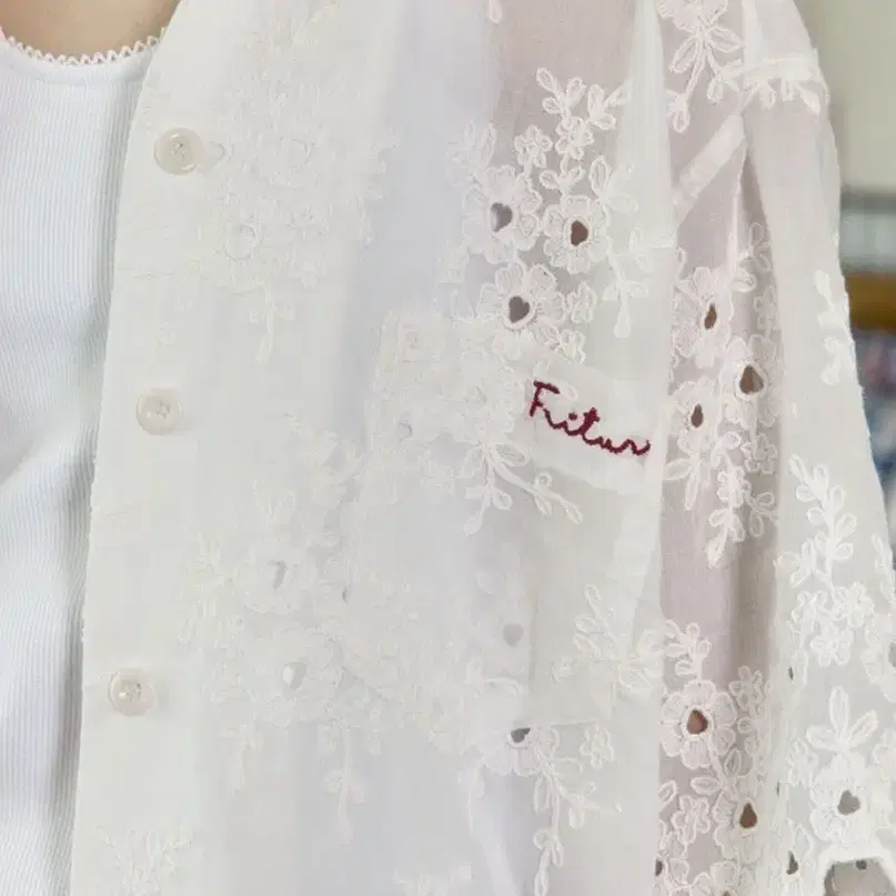 프리터 셔츠 fritur flowery lace robe shirts