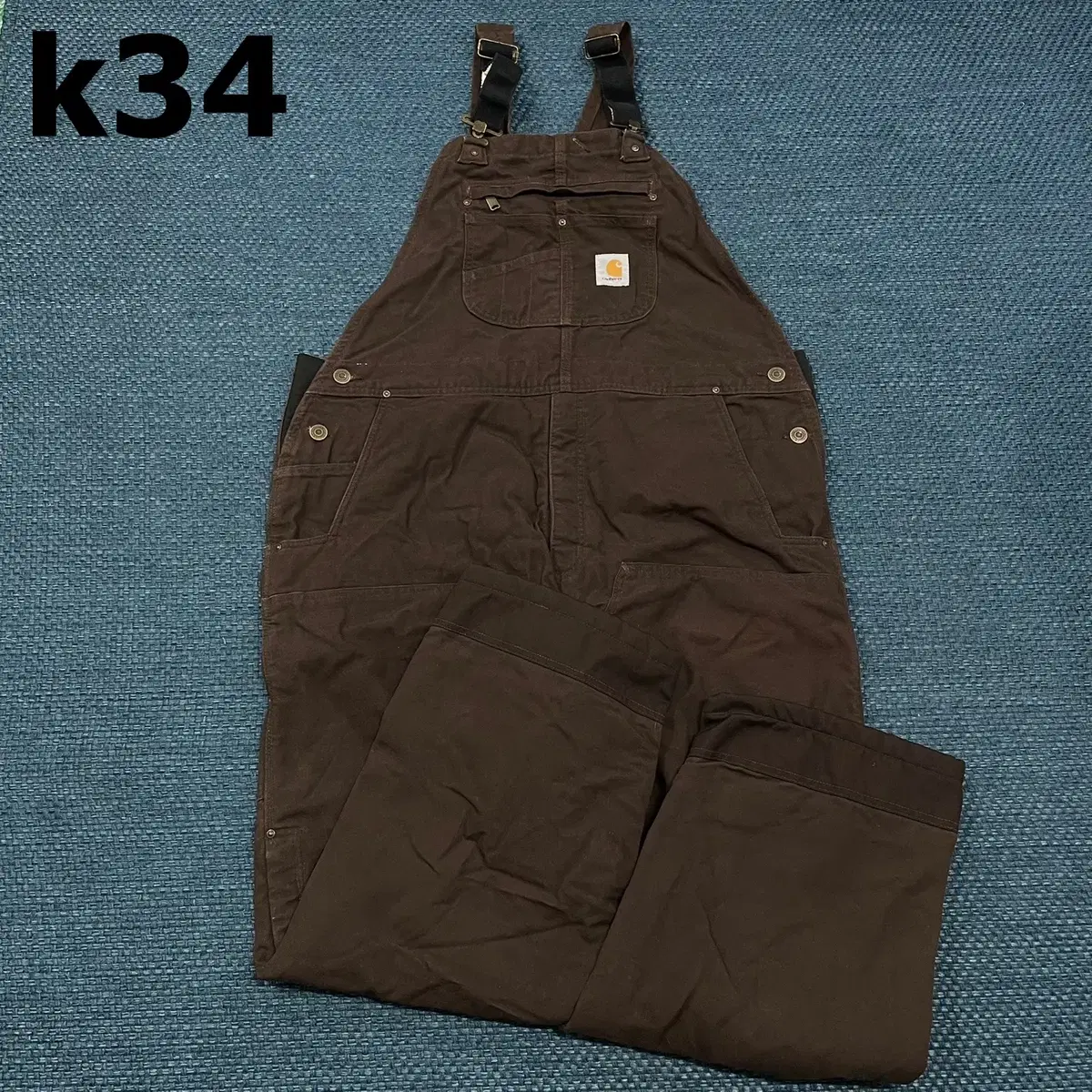 [XL] Calhart Loose Fit Washed Dark Brown Overalls K34